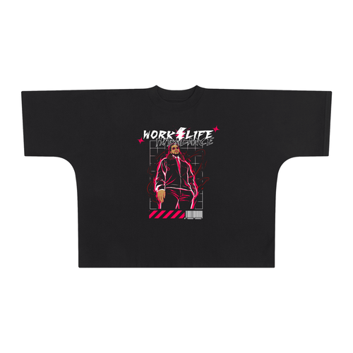Oversized Work / Life Graphic T-Shirt
